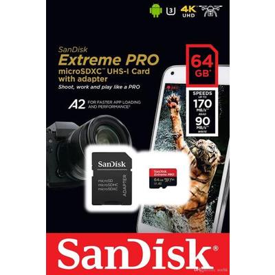 SanDisk 64GB Extreme Pro MicroSDXC UHS-I A2 170mb Hafıza Kartı